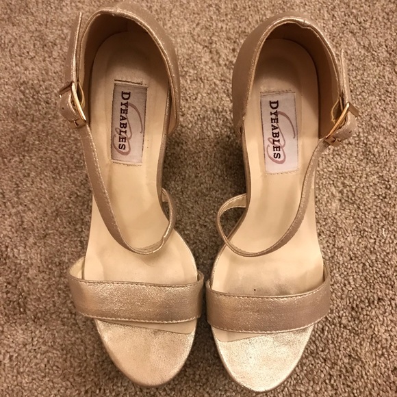 Soft Gold 5 inch High Heels/Wedge Women’s - Picture 5 of 8